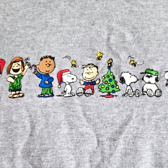 Peanuts By Jim Schulz Vintage Gray T-Shirt Christmas Charlie Brown Size Large - Picture 9 of 10